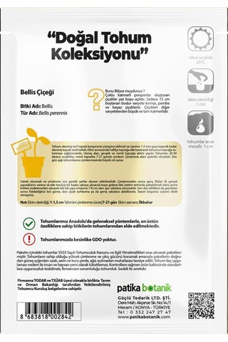 20 Adet Bellis - Şeker Tabağı Tohumu