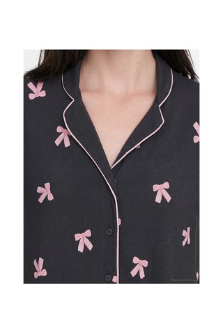 Lcw Dream Gri Gömlek Yaka Desenli Hamile Pijama Takımı