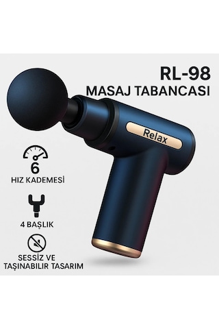 Relax 6 Kademeli Boyun Bel Sırt Bacak Ayak Mini Masaj Tabancası - Siyah