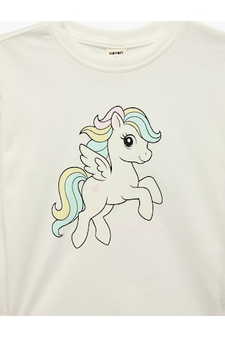 Koton Unicorn Baskılı Bisiklet Yaka Uzun Kollu Pamuklu Tişört Ekru 7wmg10131ak