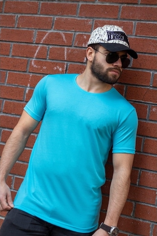 Turkuaz Basic Rahat İnce Petek Kumaş Spor Erkek Tshirt 22Etshport