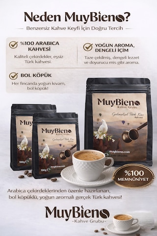 Türk Kahvesi 3x100g %100 Arabica Bol Köpüklü Yoğun Aromalı Taze Öğütülmüş