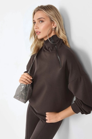 Hiccup Busem Rahat Kesim Fermuarlı Yaka Sweatshirt Kahve Kahvesi