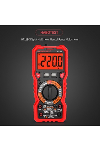 Habotest Ht118c Manuel Aralığı Çok Siyah Kırmızı Dijital Multimetre