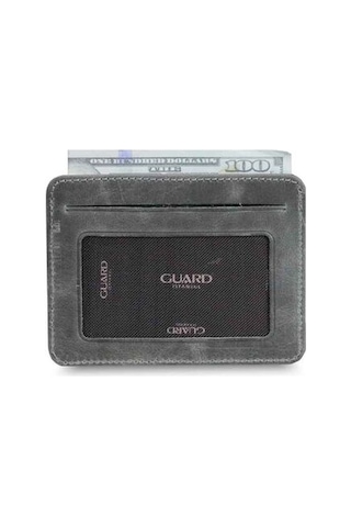 Guard Dikey Crazy Gri Hakiki Deri Kartlık Erkek / Kadın P5171 Gri