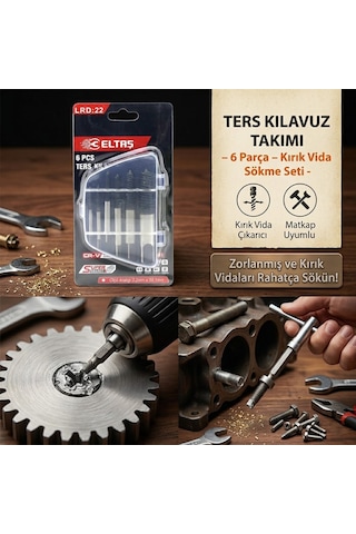 6 Pcs Hasarlı Vida Çıkarıcı Set - Sola Dönen Klavuz Uç 5570