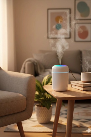 Beyaz H2o Usb Renkli Mini Hava Nemlendirici Led Işıklı 350ml Taşınabilir Oda Ve Ofis Difüzörü