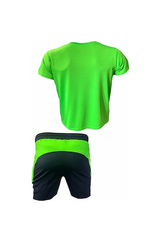 Erkek Neon Yeşil Günlük Yürüyüş Fitness Spor Takımı Yeşil