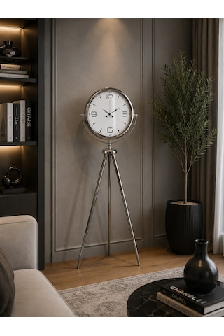 Büro Ev Ofis Dekoru İçin 150x45cm Krom Metal Legacy Tripod Ayaklı Saat Diğer