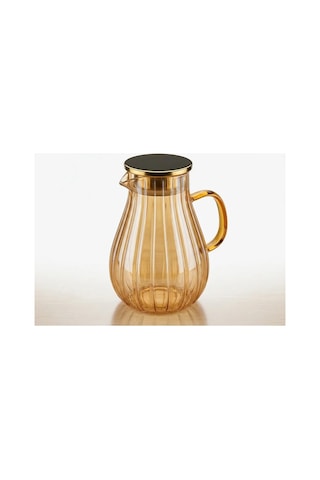 Modern Borosilikat Dilimli Cam Sürahi 1800 Ml Çay, Meyve Detoksu Ve Soğuk İçecekler İçin Şeffaf