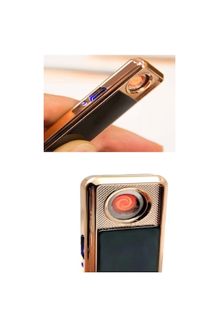 Periboia Kızaklı Gold Usb Şarjlı Çakmak Alevsiz Elektronik Çakmak