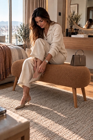 Lona Bukle Kumaş Modern Bench Puf Çok Amaçlı Yatak Ucu Ve Antre Bankı Taba