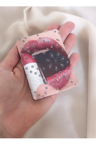 Ayna Kadın Makyaj Aynası Dudak Kırmızı Ruj Cep Çanta Model El Aynası 17227