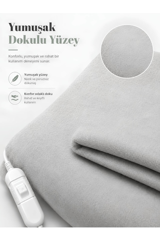 Beylini Omak Çift Kişilik Elektrikli Battaniye Çift Kumandalı Tam Güvenlikli Dayanıklı Çift Kademeli Termostatlı Elektrikli Yatak Isıtıcı 140x170 Cm Beyaz