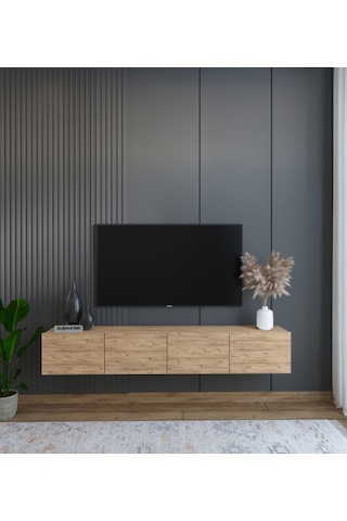 Duvara Monte Modern Minimalist MDF 160 Cm Ahşap TV Ünitesi
