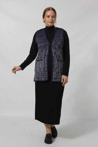 Moda Berray Y366 Mavi-beyaz Mozaik Desenli Cepli Mevsimlik Anne Yelek Mavi-beyaz