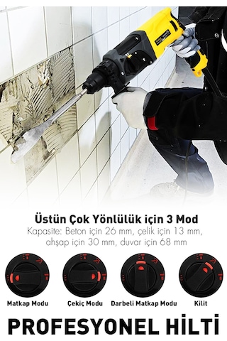 Assur ASR520 850 W Darbeli Kırıcı Delici Hilti Sarı