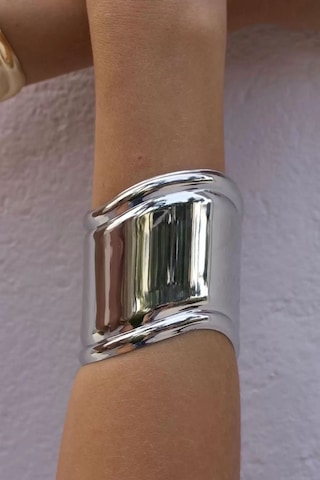 Caş Dekorasyon Silver Renkli Metal Kelepçe Bileklik Gümüş