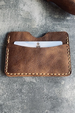 Pepuza Hakiki Deri Slim Kartlık - Taba