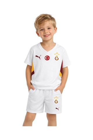 Gs Frm 0170 01777966902 Galatasaray Lisanslı 24-25 5 Yıldızlı Beyaz Çocuk Forma Set Beyaz