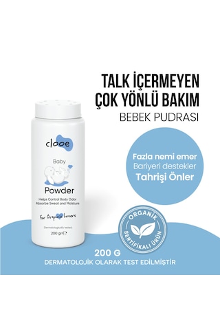Talk İçermeyen Göz Yakmayan Yenidoğan Uyumlu Organik Sertifikalı Bebek Bakım Seti Pudra + Bebek Yağı + Şampuan 3'lü Avantajlı Set