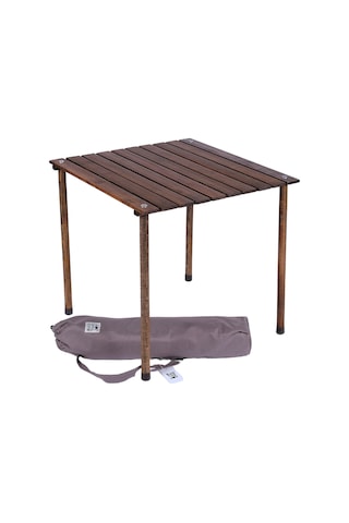 Bag The Joy 60 x 60 x 55 CM Ahşap Katlanır Kamp Masası - Antrasit Kahverengi