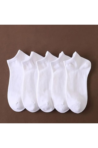 Hitit Socks Hitit Sock Erkek 10 Çift Premium Kalite Pamuklu Düz Patik Beyaz