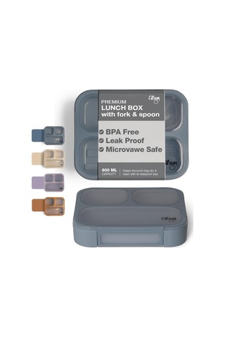 Citron Çatal Ve Kaşıklı Bento Beslenme Kutusu Seti - Dusty Blue 1061992 Çok Renkli