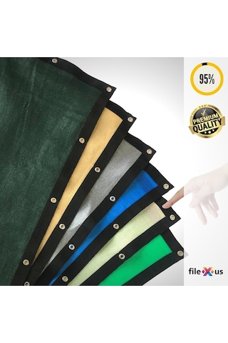 %95'Lik Gölgelik-Rüzgar Filesi-Koyu Yeşil |Premium Şerit Halka
