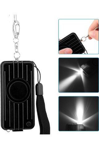 Anti-soygun Kişisel Güvenlik Anahtarlık Alarmı 130db Düdük Led Aydınlatma Acil Durum Savunması Siyah