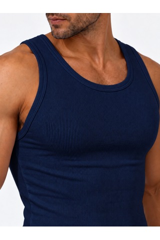 We&me Erkek Halter Yaka Slimfit Sporcu Likralı Atlet Lacivert