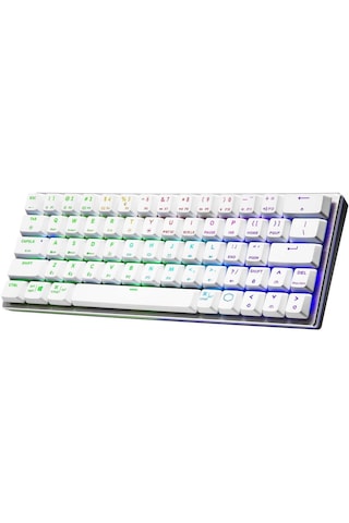 Cooler Master Bluetooth 4.0 Sk622 Kablosuz% 60 Şerit Beyaz Mekanik Klavye, Düşük Profilli Kırmızı Anahtarlar, Yeni Ve Geliştirilmiş Tuş Kapakları Ve Fırçalanmış Alüminyum Tasarım