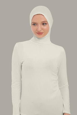 Sonbaharmoda Kadın Uzun Kollu Body Boyunluklu Boneli Tam Badi Boğazlı Likralı Penye Ekru