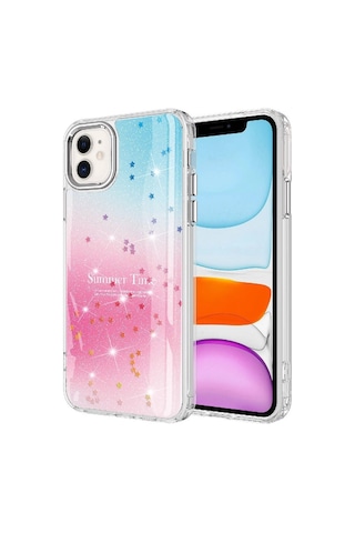 Apple Uyumlu  iPhone 11 Kılıf Simli Desenli Parlak Zore Task Kapak