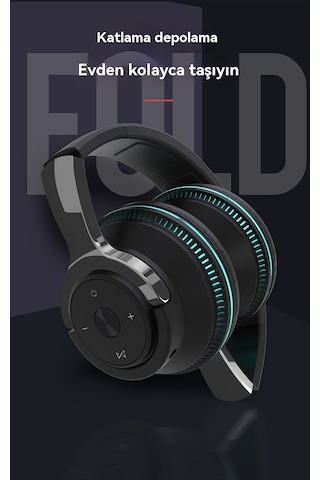 Parlayan Kafa Bluetooth Kulaklık Kablosuz Oyun Her Şey Dahil Kedi Kulak Kulaklık Black