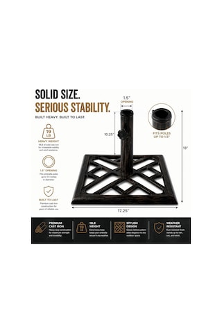 Qı003816 Kare-bronz Döküm Demir Şemsiye Taban Standı 8,6 Kg