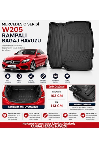 Mercedes C Serisi W205 Rampalı Bagaj Havuzu Kalın Tip