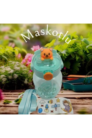 Maskotlu,çıkartma Hediyeli, Boyun Askılıklı, Ithal Lüx Matara/suluk 1100 Ml Yeşil