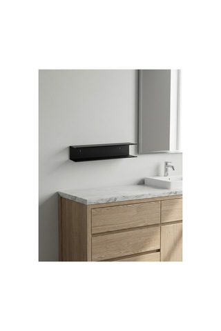 İki Katlı Metal Banyo Rafı - Lavabo Üstü Organizer, Siyah Havluluk Ve Saç Maşası Düzenleyici Duvar Rafı Mat Siyah