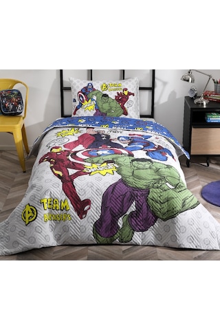 Özdilek  Avengers Team Tek Kişilik Disney Lisanslı Lastikli Fitted Çarşaf Kapitone Çocuk Nevresim Tak