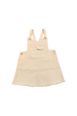 Kız Bebek Pamuklu Cepli Salopet-13899 Bej