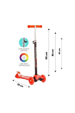 Torutoys Kırmızı Twist Işıklı Scooter Kırmızı