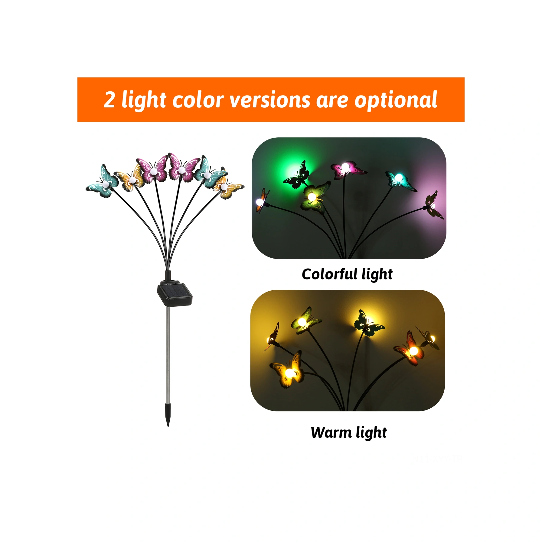 Yaleker Güneş Enerjili Bahçe Aydınlatması - Demir Çelik Kelebek Dekoratif Işık, Ip65 Su Geçirmez, Sıcak Işık, 6 Ayağa, 1 Adet Ilık Beyaz