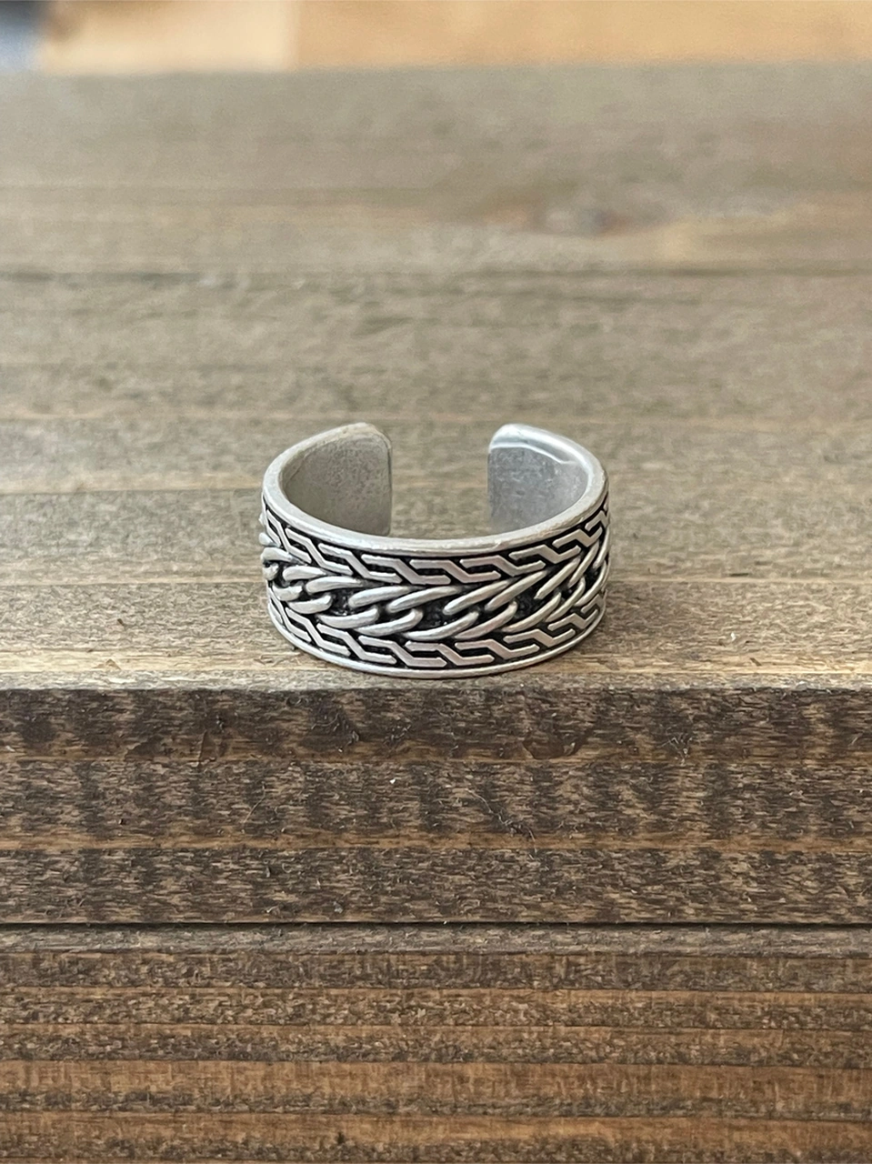 Ayarlanabilir Ölçü 925 Ayar Gümüş Kaplama Klasik Desen İşçilikli Tasarım Yüzük Vizon