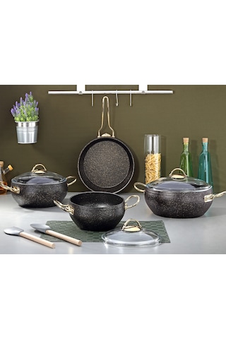 Gümüşer Granit 7 Parça Tencere Tava Seti