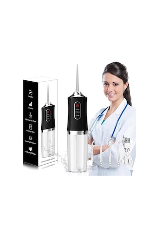 Valkyrie Şarj Edilebilir 4 Başlıklı Taşınabilir Diş Protez Bakım Ve Ağız Duşu Yüksek Kapasite Siyah