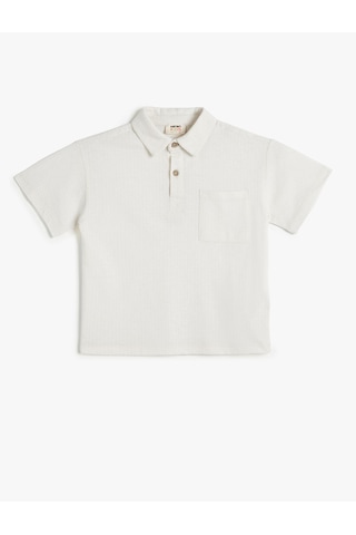 Koton Basic Polo Yaka Tişört Kısa Kollu Tek Cepli Ekru 4skb10689tk Ekru