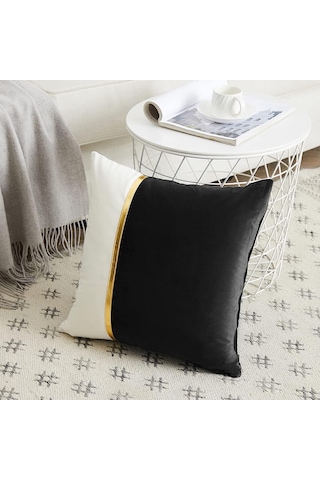 2 Paket Siyah Dekoratif Kırlent Kılıfları 45x45 Cm Oturma Odası Kanepe Yatağı İçin, Siyah Beyaz Kadife Yama İş Çok Renkli