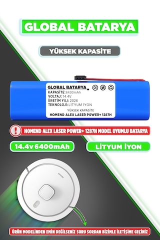 Homend Alex Laser Power 1287h Robot Süpürge Bataryası 6400mah