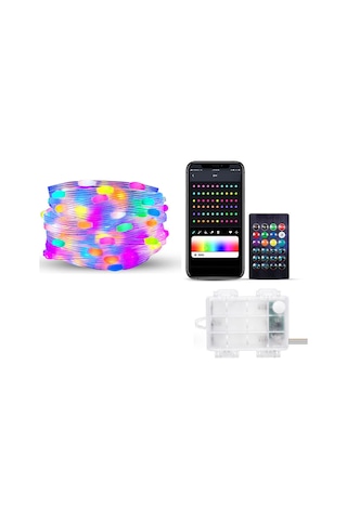 Konesam Rgb Akıllı Bluetooth Led Işık Zinciri, 5 Metre 50 Işık, App İle Kontrol Edilebilir, Dekoratif Renkli Işıklar, Pil Kutusu İle Çalışır